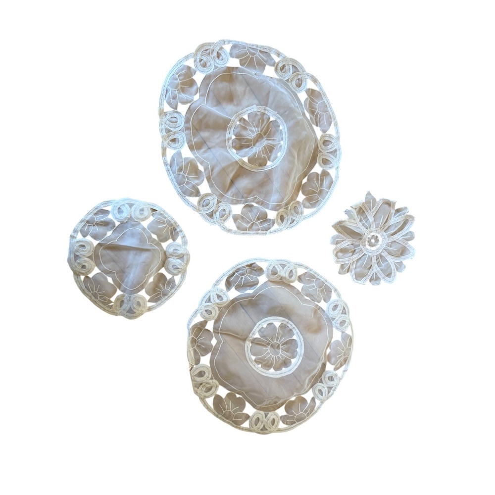 Vintage white lace crochet doily bundle of four